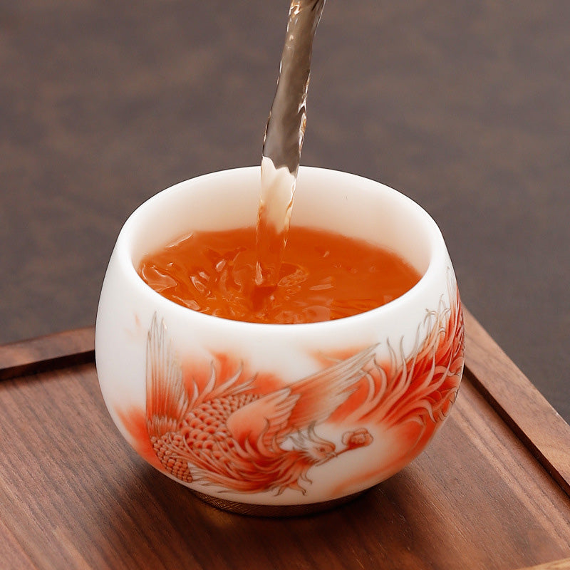 Buddha Stones Phoenix White Porcelain Ceramic Teacup Kung Fu Tea Cup - image 4