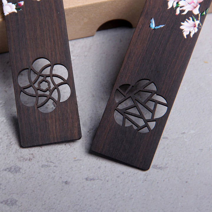 Buddha Stones Butterfly Flower Ebony Wood Bookmarks With Gift Box - image 8