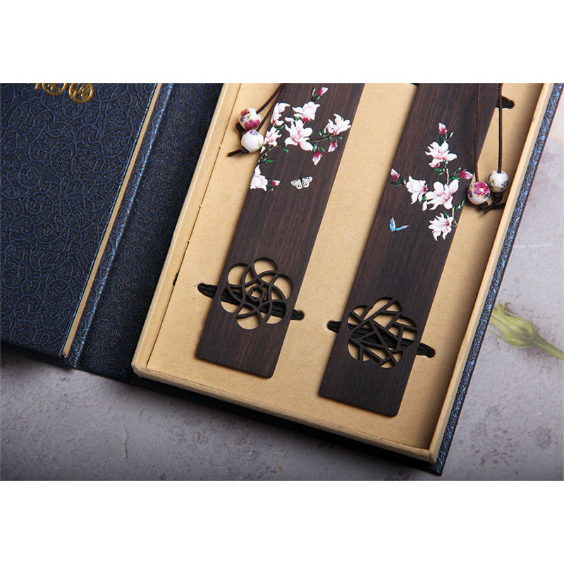 Buddha Stones Butterfly Flower Ebony Wood Bookmarks With Gift Box - image 13