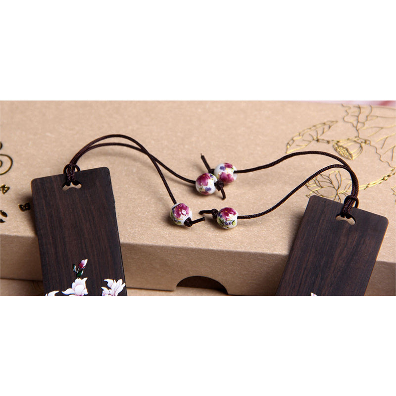 Buddha Stones Butterfly Flower Ebony Wood Bookmarks With Gift Box - image 11