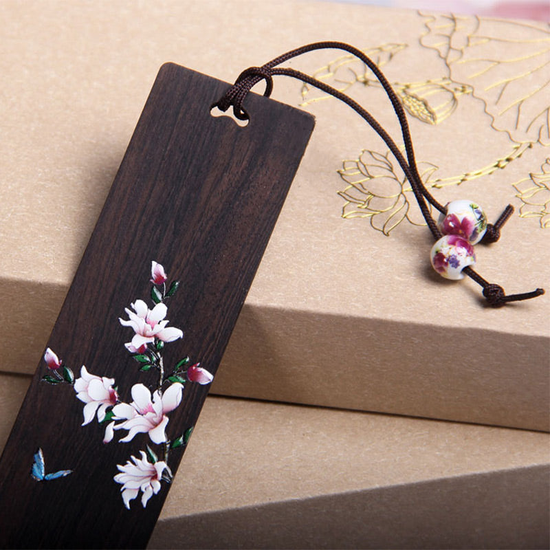 Buddha Stones Butterfly Flower Ebony Wood Bookmarks With Gift Box - image 3