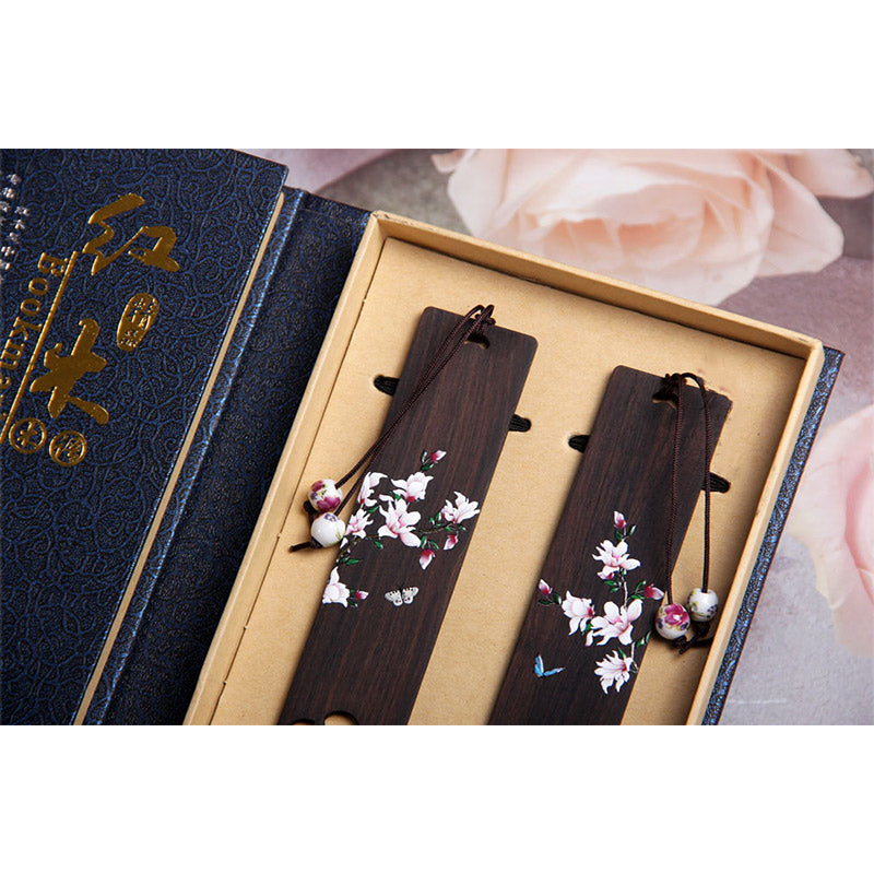 Buddha Stones Butterfly Flower Ebony Wood Bookmarks With Gift Box - image 12