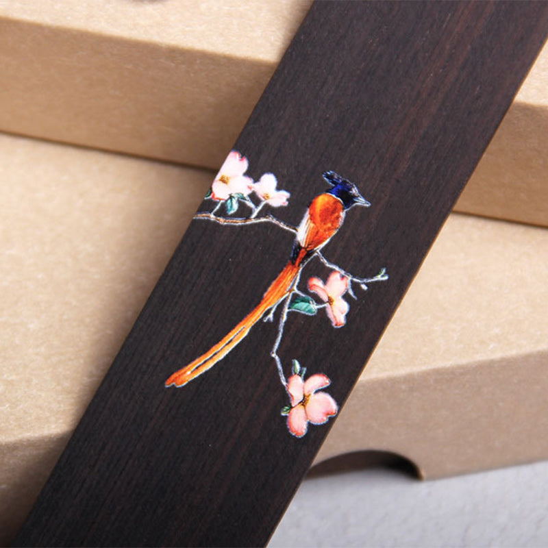 Buddha Stones Oriole Bird Flower Ebony Wood Bookmarks With Gift Box - image 2