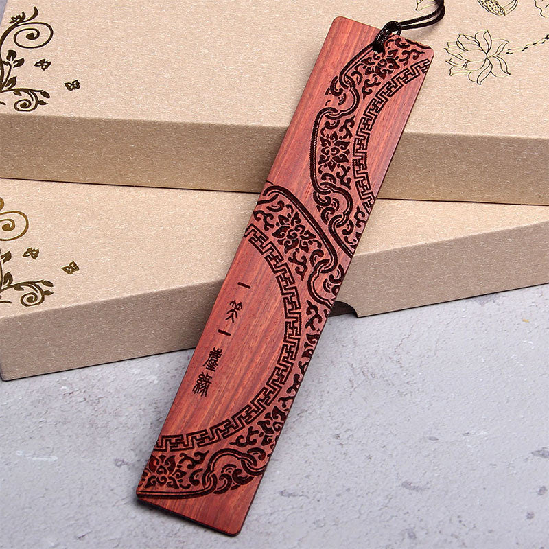 Buddha Stones Zen Enlightenment Quotes Ebony Wood Small Leaf Red Sandalwood Bookmarks With Gift Box - Small Leaf Red Sandalwood - image 4
