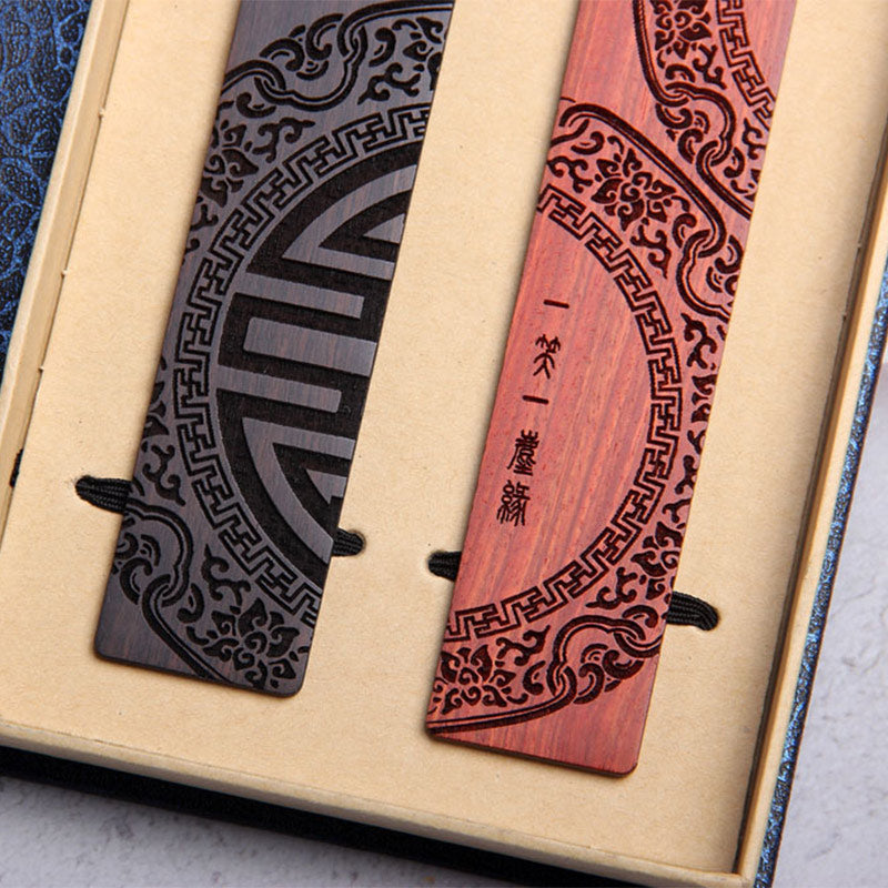 Buddha Stones Zen Enlightenment Quotes Ebony Wood Small Leaf Red Sandalwood Bookmarks With Gift Box - image 14