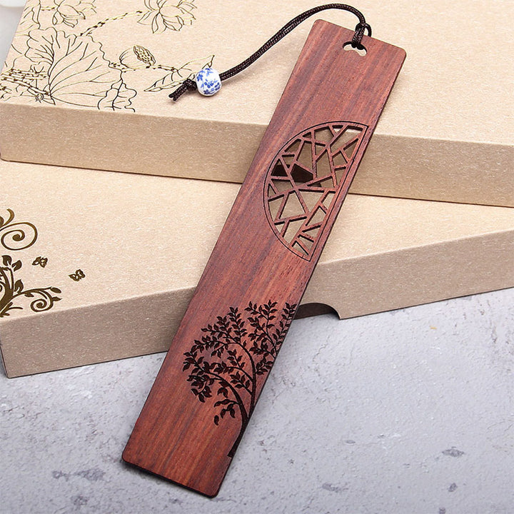 Buddha Stones The Tree of Life Ebony Wood Small Leaf Red Sandalwood Bookmarks With Gift Box - Small Leaf Red Sandalwood The Tree of Life - image 4
