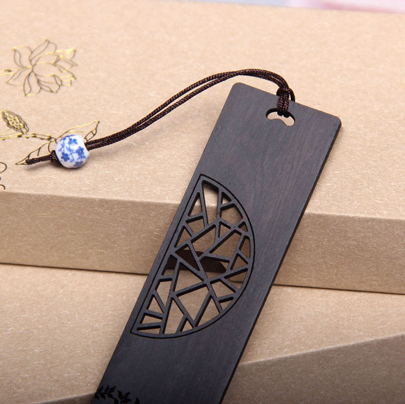 Buddha Stones The Tree of Life Ebony Wood Small Leaf Red Sandalwood Bookmarks With Gift Box - image 2