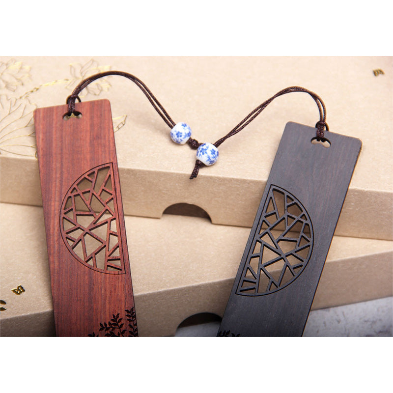 Buddha Stones The Tree of Life Ebony Wood Small Leaf Red Sandalwood Bookmarks With Gift Box - image 12