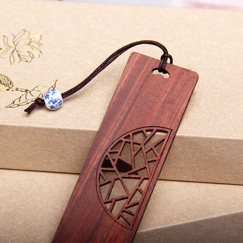 Buddha Stones The Tree of Life Ebony Wood Small Leaf Red Sandalwood Bookmarks With Gift Box - image 5
