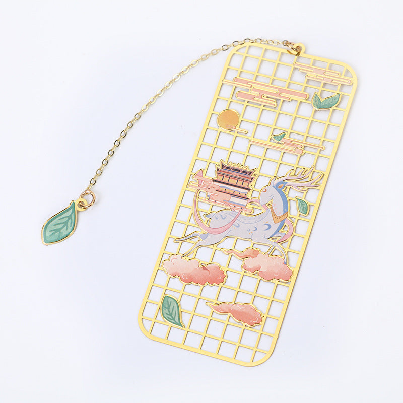 Buddha Stones Elk Koi Fish Crane Nine Tailed Fox Metal Brass Hollow Bookmark - image 3