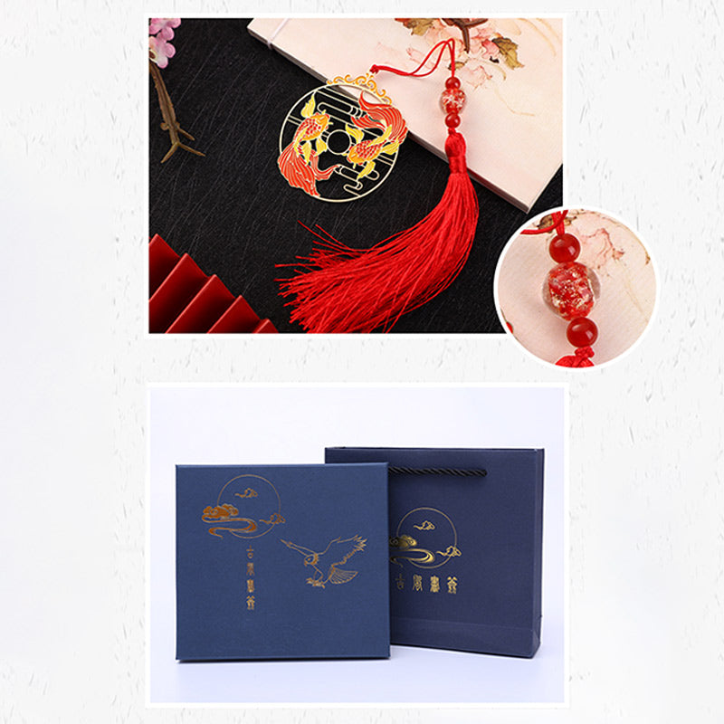Buddha Stones Gold Koi Fish Metal Brass Hollow Bookmark - image 9