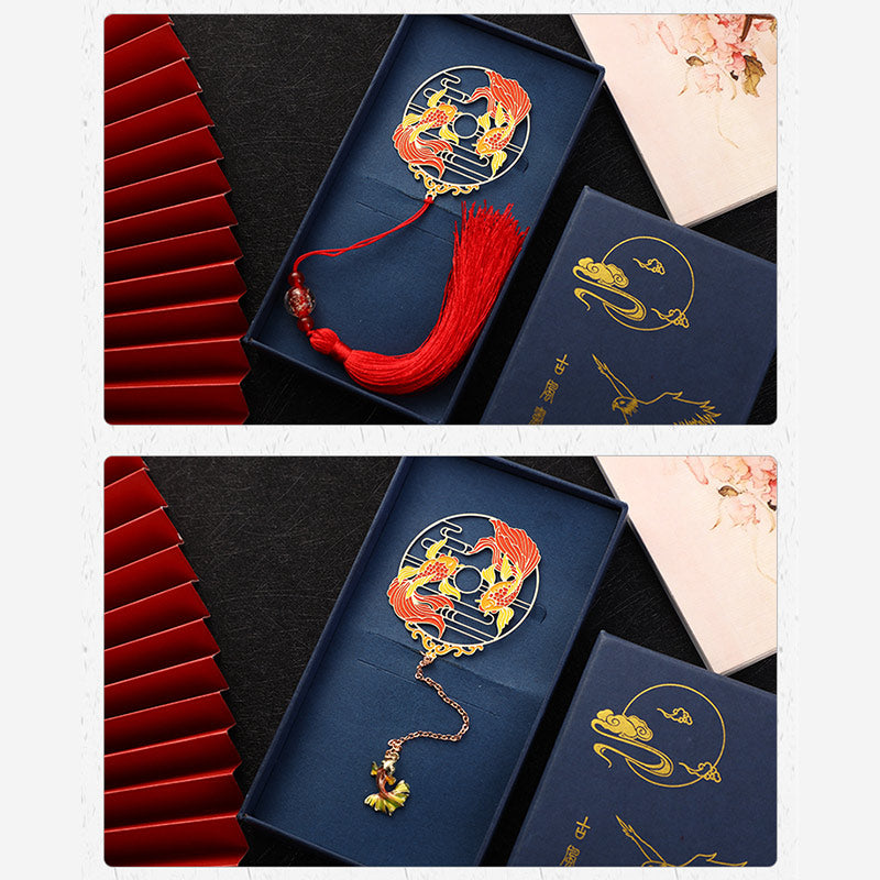 Buddha Stones Gold Koi Fish Metal Brass Hollow Bookmark - image 6