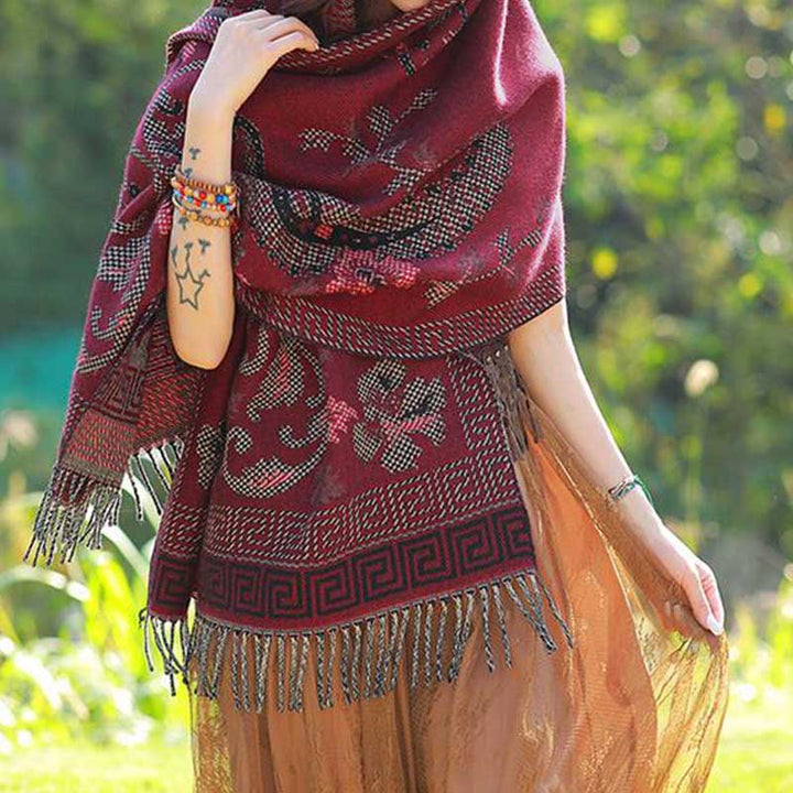 Buddha Stones Tibetan Flowers Leaves Pattern Design Shawl Cozy Travel Scarf Wrap - image 24