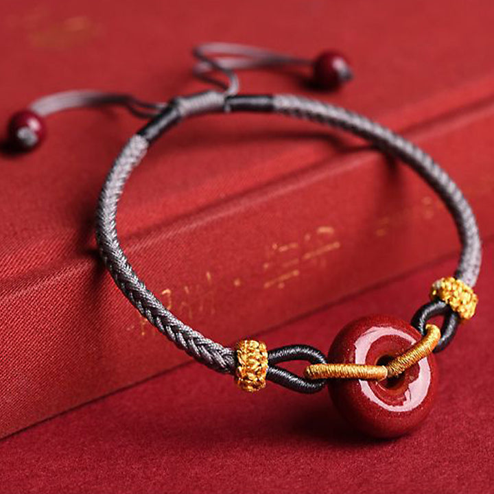 Buddha Stones Handmade Cinnabar Peace Buckle Blessing Braided Rope Bracelet - image 13