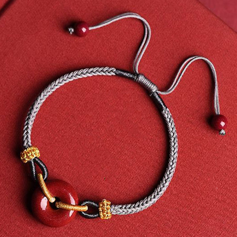 Buddha Stones Handmade Cinnabar Peace Buckle Blessing Braided Rope Bracelet - image 14