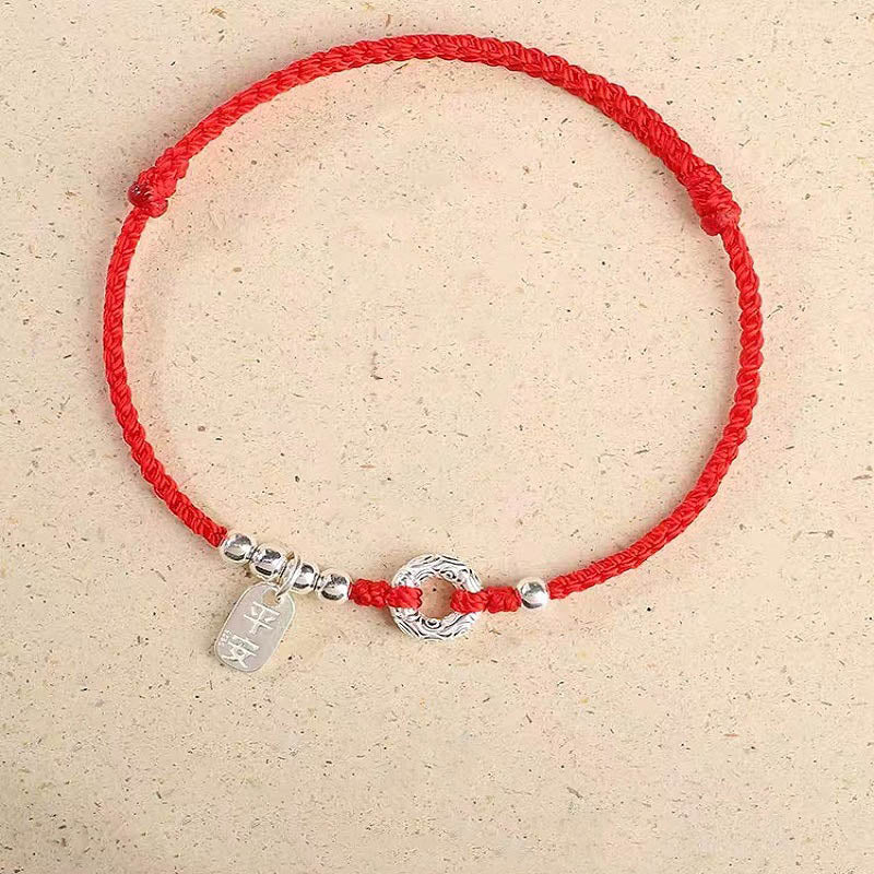 Buddha Stones 925 Sterling Silver Auspicious Clouds Peace Buckle Safe And Sound Bracelet Anklet - image 14