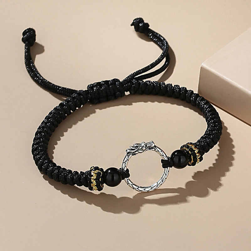 Buddha Stones Handmade 925 Sterling Silver Year of the Dragon Phoenix Peace Buckle Luck Couple Bracelet - Dragon(Protection♥Success)(Wrist Circumference 14-23cm) - image 2