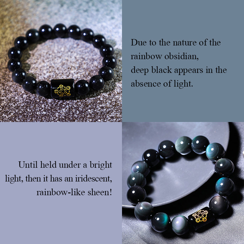 Buddha Stones Natural Rainbow Obsidian Positive Transformation Bracelet - image 8