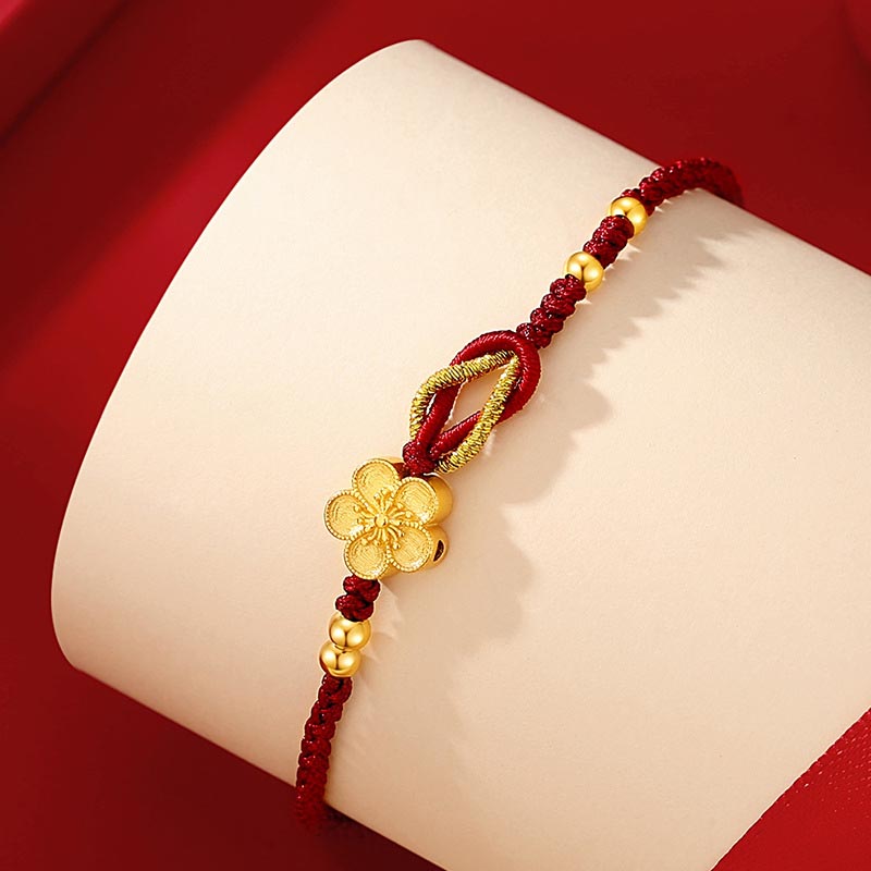 Buddha Stones Handmade 925 Sterling Silver Cherry Blossoms Sakura Chalcedony Luck Bracelet - image 1