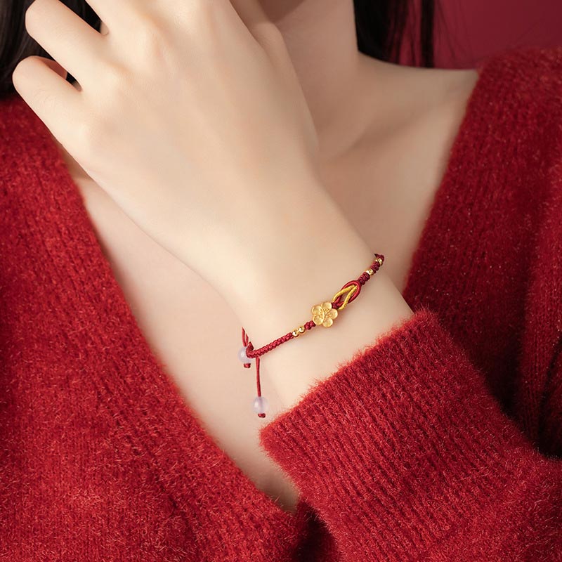 Buddha Stones Handmade 925 Sterling Silver Cherry Blossoms Sakura Chalcedony Luck Bracelet - image 4