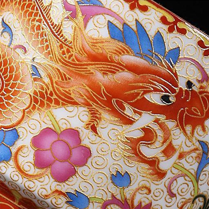 Buddha Stones 2Pcs Dragon Phoenix Ceramic Teacup Kung Fu Tea Cups - image 4