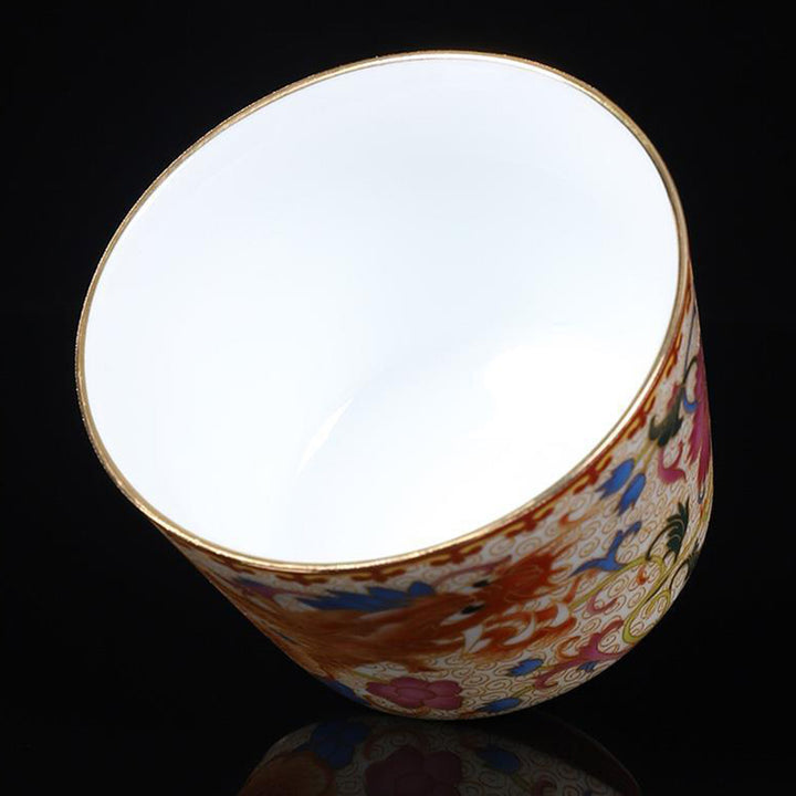 Buddha Stones 2Pcs Dragon Phoenix Ceramic Teacup Kung Fu Tea Cups - image 5