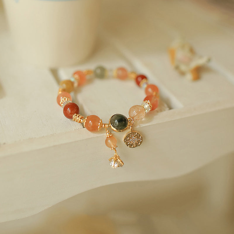 Buddha Stones Natural Multicolored Rutilated Quartz Eight-pointed Star Flower Wealth Bracelet - image 1