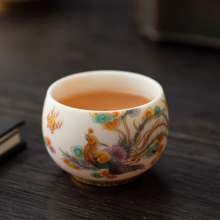 Buddha Stones Dragon Phoenix Auspicious Clouds Ceramic Teacup Kung Fu Tea Cup - image 4