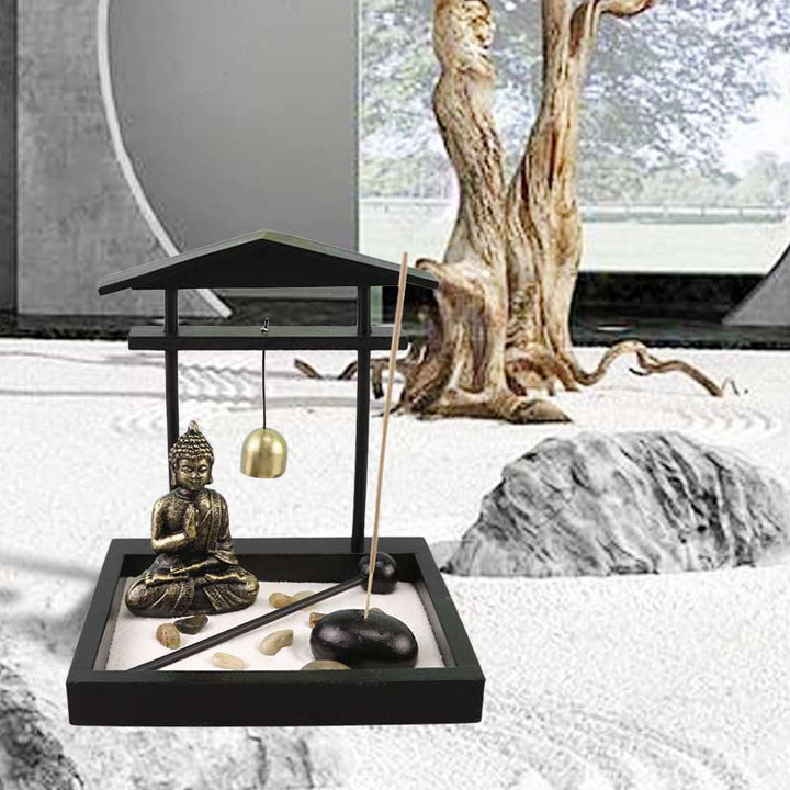 Buddha Statue Rocks Meditation Peace Zen Garden Set Home Decoration - image 3