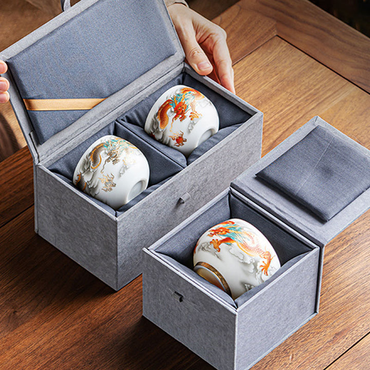 Buddha Stones Dragon Phoenix Auspicious Clouds Ceramic Teacup Kung Fu Tea Cup With Gift Box - image 20