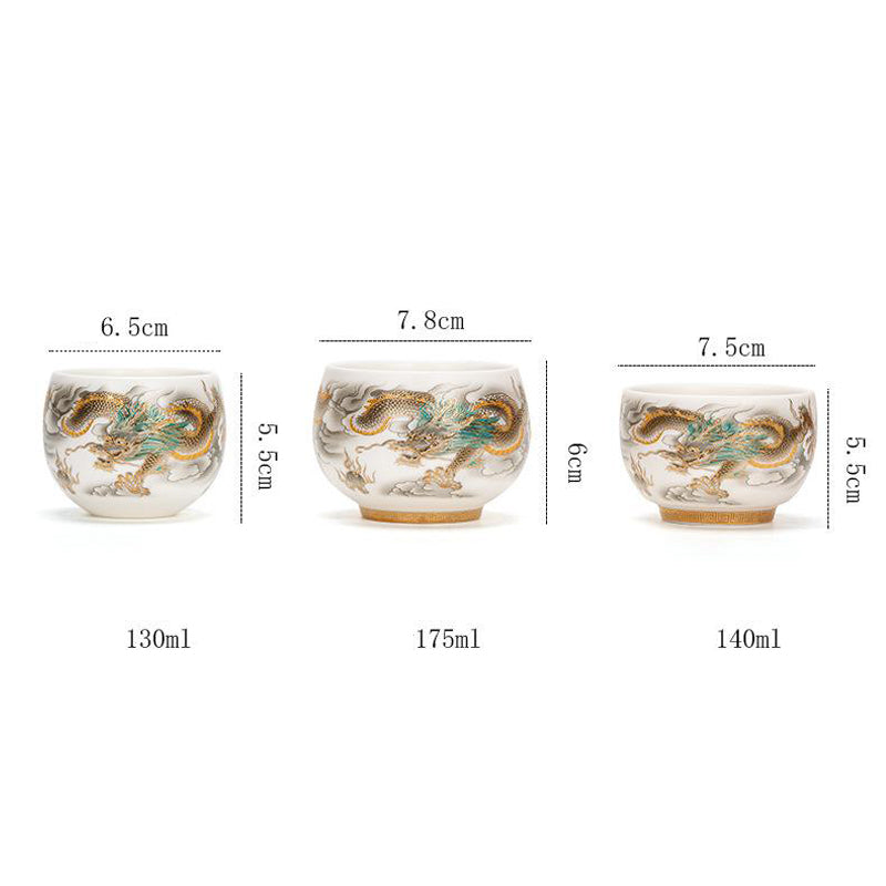 Buddha Stones Dragon Phoenix Auspicious Clouds Ceramic Teacup Kung Fu Tea Cup With Gift Box - image 21