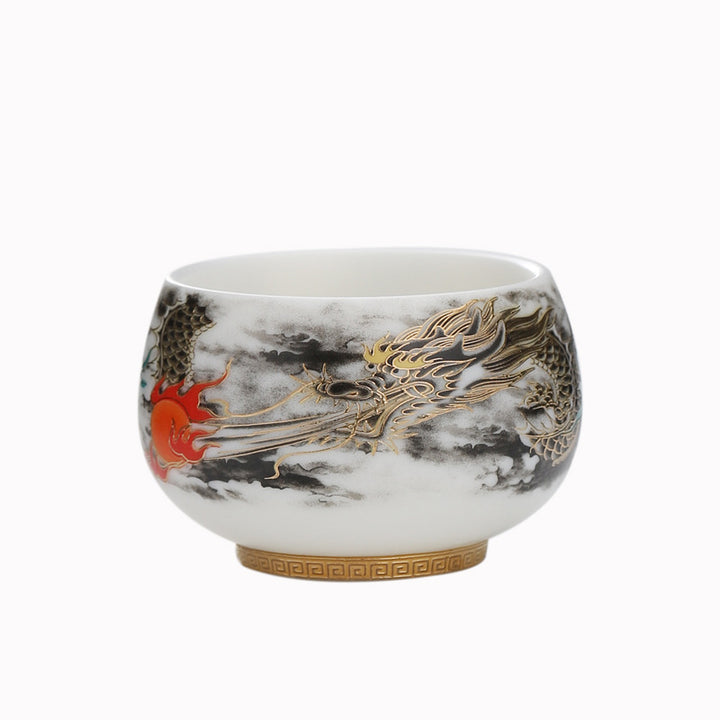 Buddha Stones Dragon Playing With Pearl Design White Porcelain Ceramic Teacup Kung Fu Tea Cup 160ml - image 6