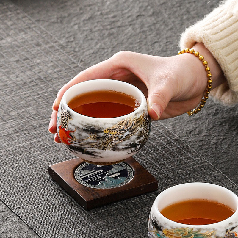 Buddha Stones Dragon Playing With Pearl Design White Porcelain Ceramic Teacup Kung Fu Tea Cup 160ml - image 5