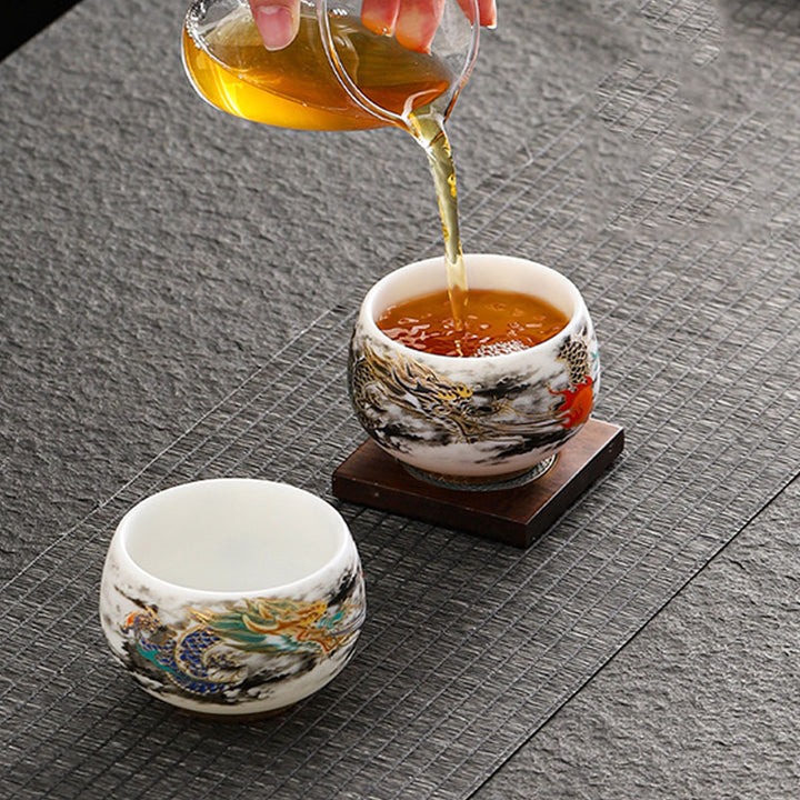 Buddha Stones Dragon Playing With Pearl Design White Porcelain Ceramic Teacup Kung Fu Tea Cup 160ml - image 7