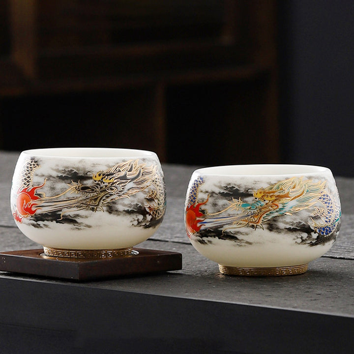 Buddha Stones Dragon Playing With Pearl Design White Porcelain Ceramic Teacup Kung Fu Tea Cup 160ml - image 8