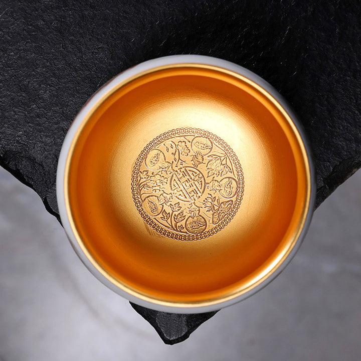 Buddha Stones Dragon Gilt Gourd Ceramic White Porcelain Teacup Kung Fu Tea Cup 160ml - image 3