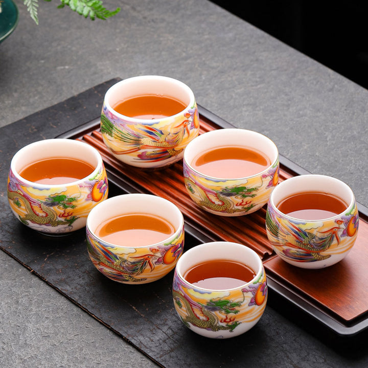 Buddha Stones Dragon Phoenix Auspicious Clouds Sun Ocean Waves Ceramic Teacup Kung Fu Tea Cup - image 1