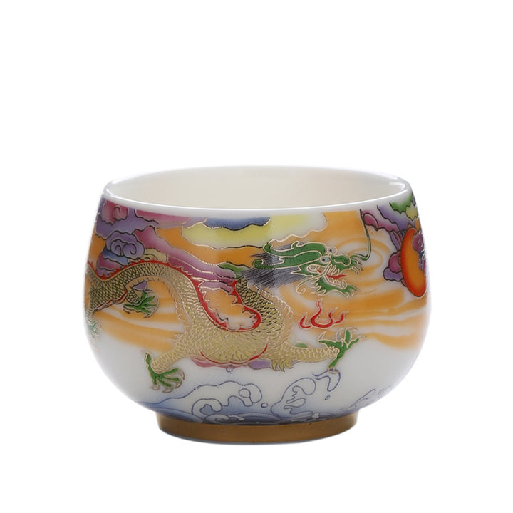Buddha Stones Dragon Phoenix Auspicious Clouds Sun Ocean Waves Ceramic Teacup Kung Fu Tea Cup - image 6