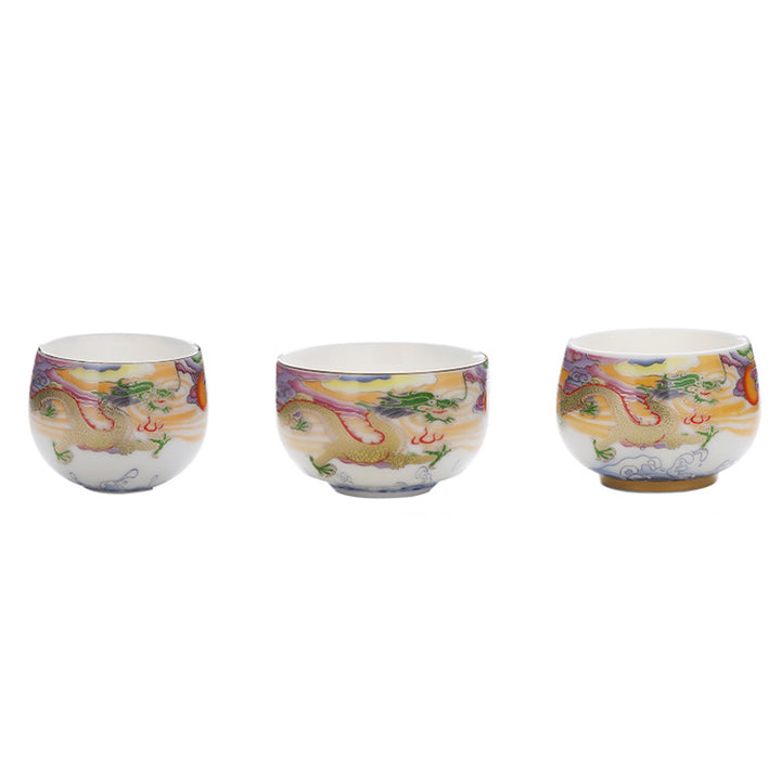 Buddha Stones Dragon Phoenix Auspicious Clouds Sun Ocean Waves Ceramic Teacup Kung Fu Tea Cup - image 18