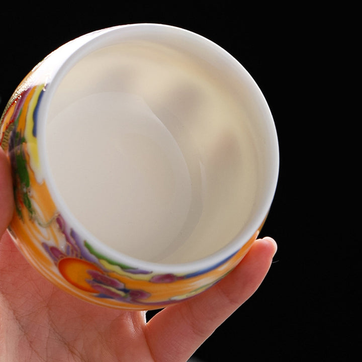 Buddha Stones Dragon Phoenix Auspicious Clouds Sun Ocean Waves Ceramic Teacup Kung Fu Tea Cup - image 4