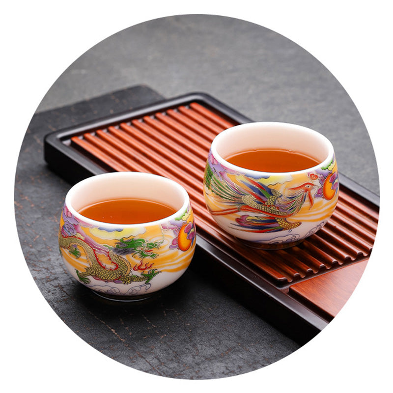 Buddha Stones Dragon Phoenix Auspicious Clouds Sun Ocean Waves Ceramic Teacup Kung Fu Tea Cup - image 11