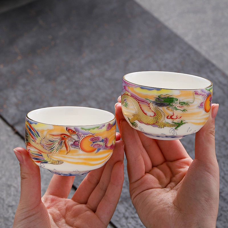 Buddha Stones Dragon Phoenix Auspicious Clouds Sun Ocean Waves Ceramic Teacup Kung Fu Tea Cup - image 14