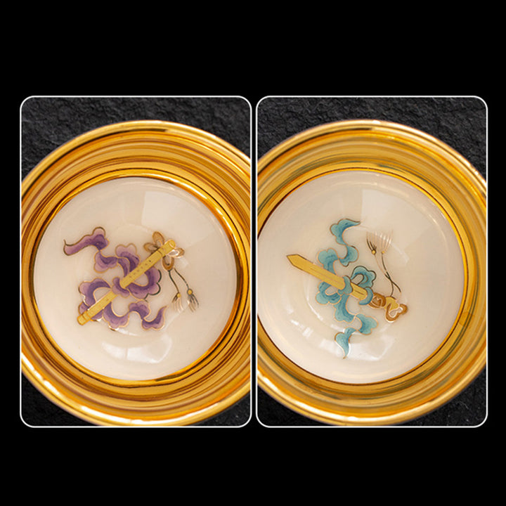 Buddha Stones Golden Eagle Auspicious Dragon Sun Ocean Waves Gilt Ceramic Teacup Kung Fu Tea Cup - image 13