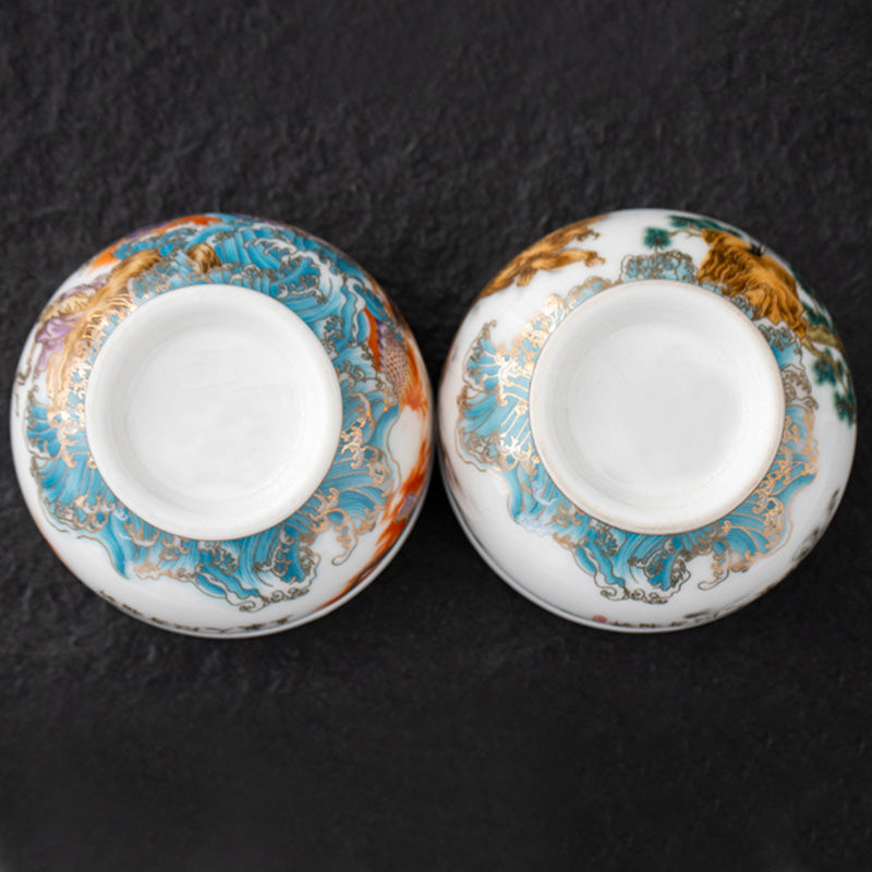 Buddha Stones Golden Eagle Auspicious Dragon Sun Ocean Waves Gilt Ceramic Teacup Kung Fu Tea Cup - image 14