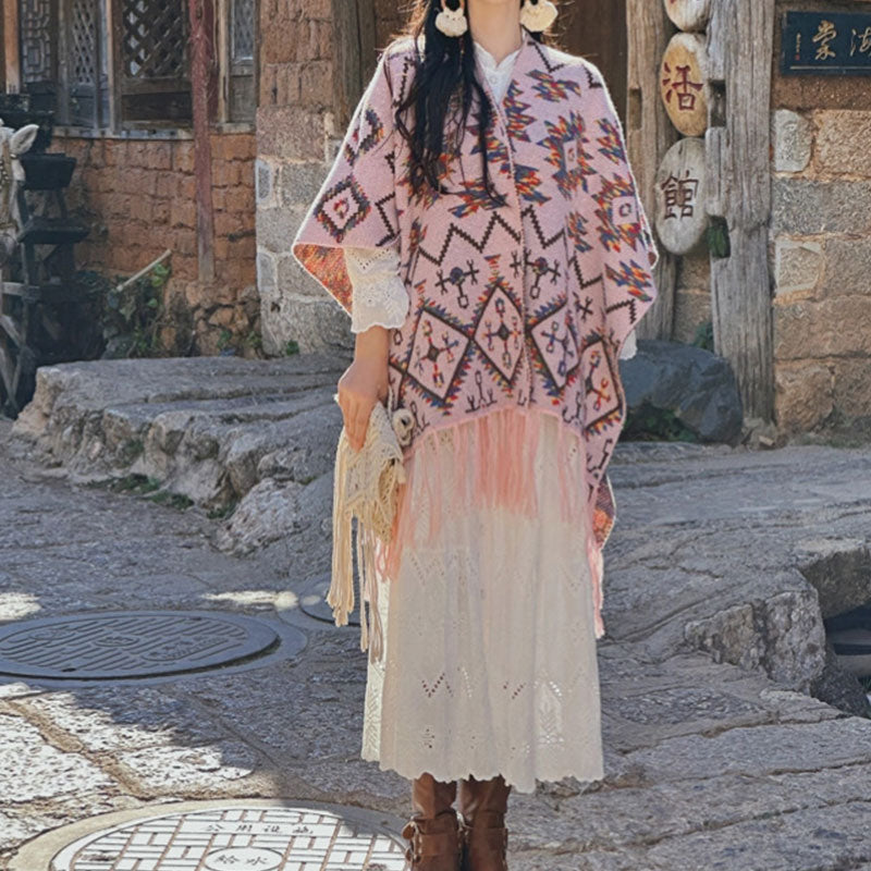 Buddha Stones Tibetan Shawl Striped Geometry Pattern Winter Cozy Travel Knitted Scarf Wrap - image 10