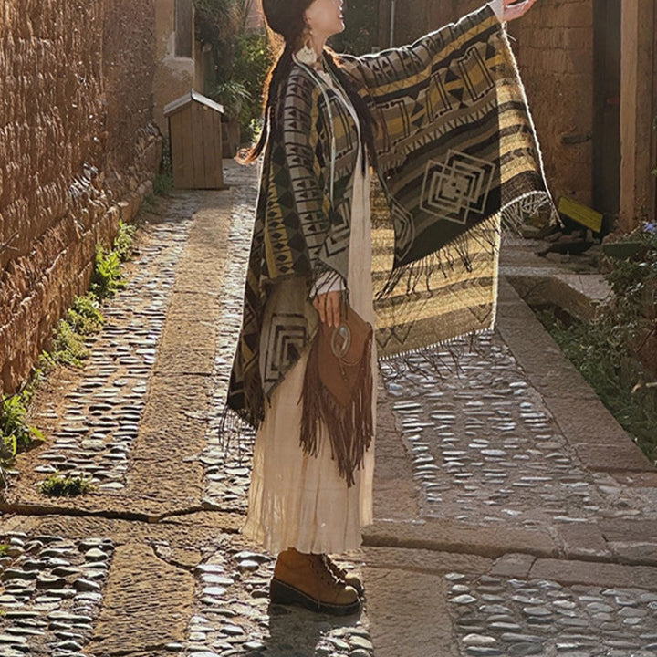 Buddha Stones Tibetan Shawl Striped Geometric Pattern Winter Cozy Travel Tassel Scarf Wrap - image 11