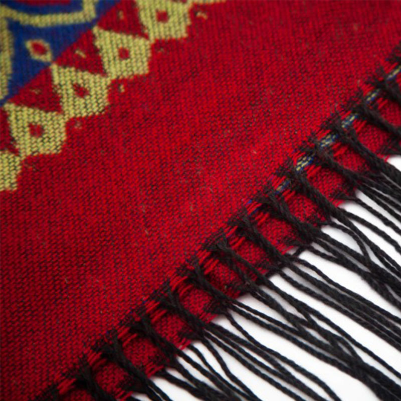 Buddha Stones Tibetan Shawl Red Love Heart Tassel Hooded Cloak Winter Cozy Travel Scarf Wrap - image 19