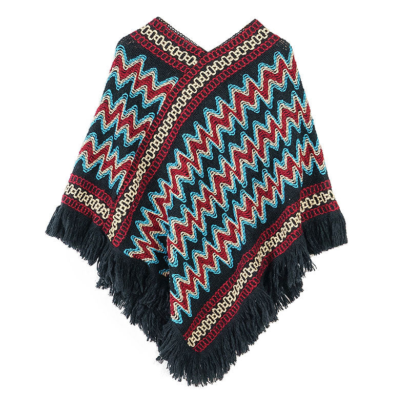 Buddha Stones Tibetan Shawl Striped Knitted Tassels Pullover Winter Cozy Travel Scarf Wrap - image 11