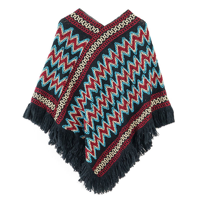 Buddha Stones Tibetan Shawl Striped Knitted Tassels Pullover Winter Cozy Travel Scarf Wrap - image 11