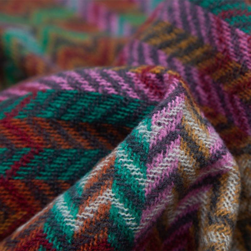 Buddha Stones Tibetan Shawl Colorful Wavy Line Tassels Winter Cozy Travel Scarf Wrap - image 22